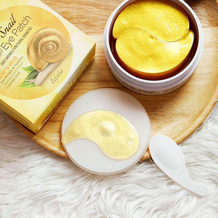 Натуральные золотые гидрогелевые патчи для кожи вокруг глаз с улиточной слизью Esfolio 90 гр 60 шт. Таиланд Esfolio Gold & Snail Hydrogel Eye Patch 90 gr. 60 patches. Thailand 100% Original Product from Thailand MADE IN THAILAND