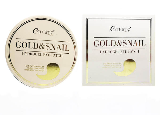 Корейские гидрогелевые патчи для глаз с золотом и муцином улитки Esthetic House Gold & Snail Hydrogel Eye Patch 60 шт. КОРЕЯ