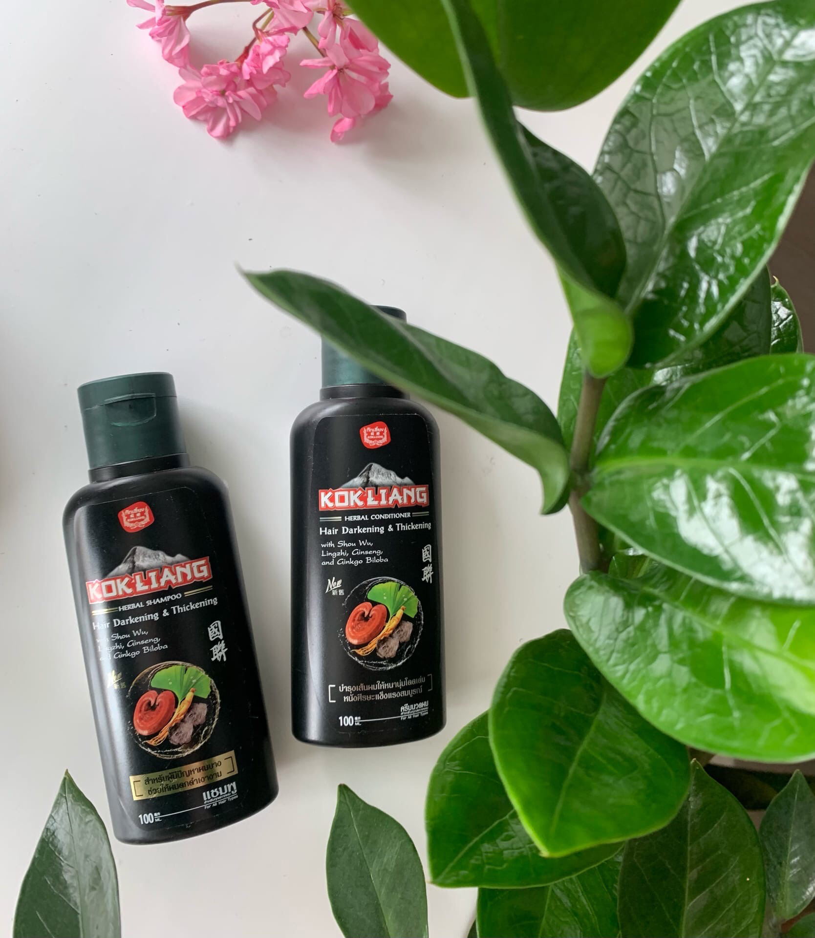 Натуральный шампунь из Тайланда от выпадения для темных волос Kokliang Hair Darkening & Thickening Shampoo купить в Москве и Московской области.