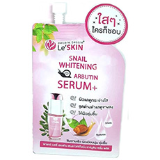 Тайская антивозрастная отбеливающая сыворотка для лица с муцином улитки и арбутином Snail Whitening Arbutin Serum+ Le'SKIN 8гр. leskinsyvorotkaulitka
