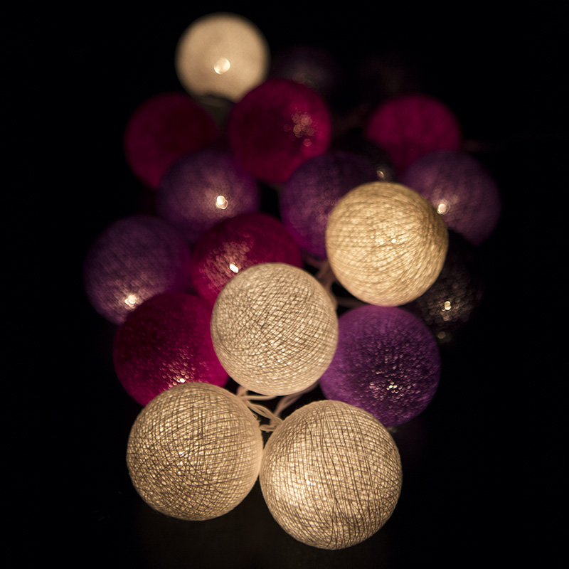 Тайская хлопковая гирлянда сиреневая купить в Москве и Московской области.