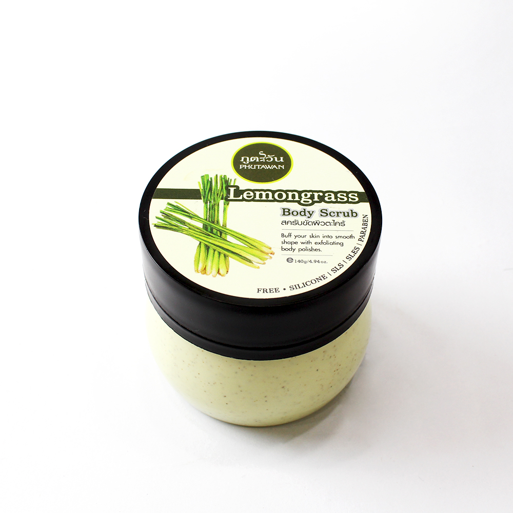 Тайский бодрящий и оздоравливающий скраб для тела Лемонграсс Phutawan Lemongrass Body Scrub 140 гр. таиланд