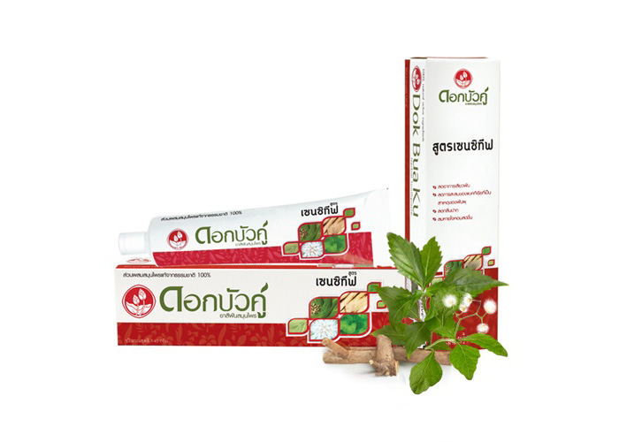 Зубная паста из Тайланда на травах для чувствительных зубов Dokbuaku Sensitive Herbal Toothpaste Twin Lotus 90 гр. ТАЙСКАЯ ЗУБНАЯ ПАСТА